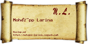 Mohápp Larina névjegykártya